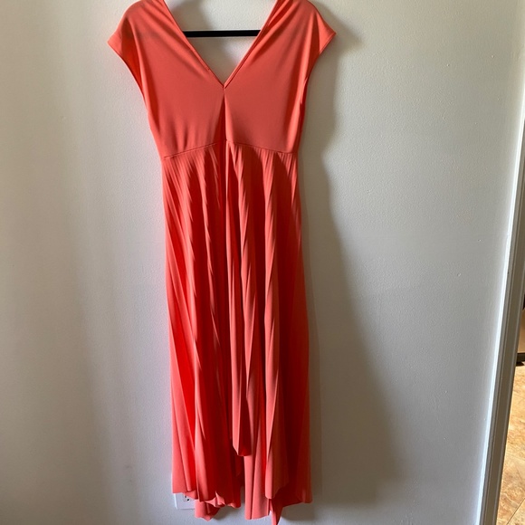 Asos Coral Color Pleated Midi Dress In Like New Condition - Picture 6 of 7